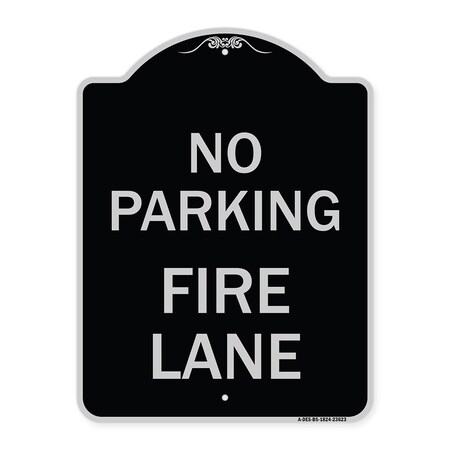 Signmission No Parking Fire Lane W/ Striped Border Heavy-Gauge Aluminum Sign, 24" x 18", BS-1824-23623 A-DES-BS-1824-23623